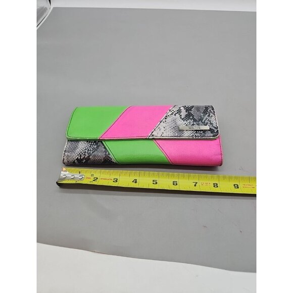 Kenneth Cole Reaction My Big Fat Snakeskin Wallet Colorblock With Coin Purse - Picture 2 of 5